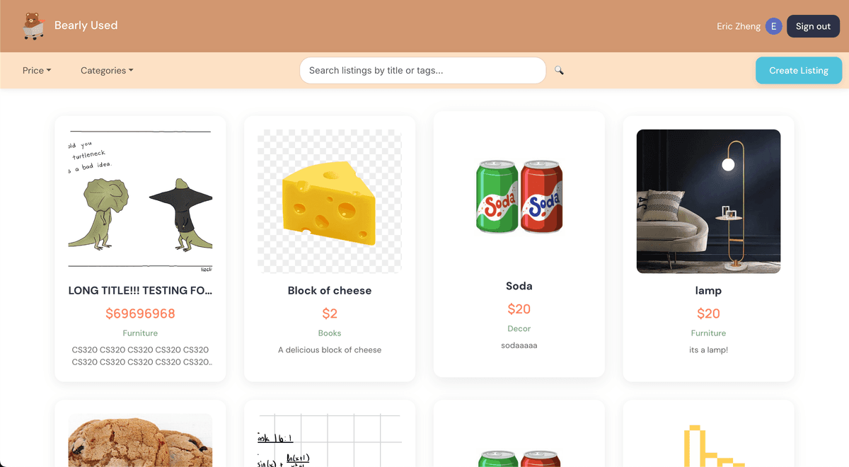 Bearly Used Homepage